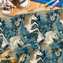 Ткань премиум таффета фантазийные кони