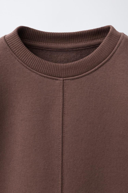 ZARA ТОЛСТОВКА С РЕЛЬЕФНОЙ НАДПИСЬЮ, ШОКОЛАДНЫЙ