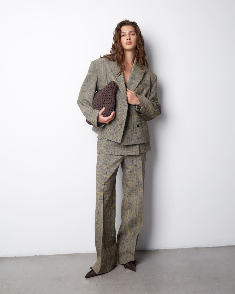 Жакет из шелка и вискозы Боттега Венета желтый/синий