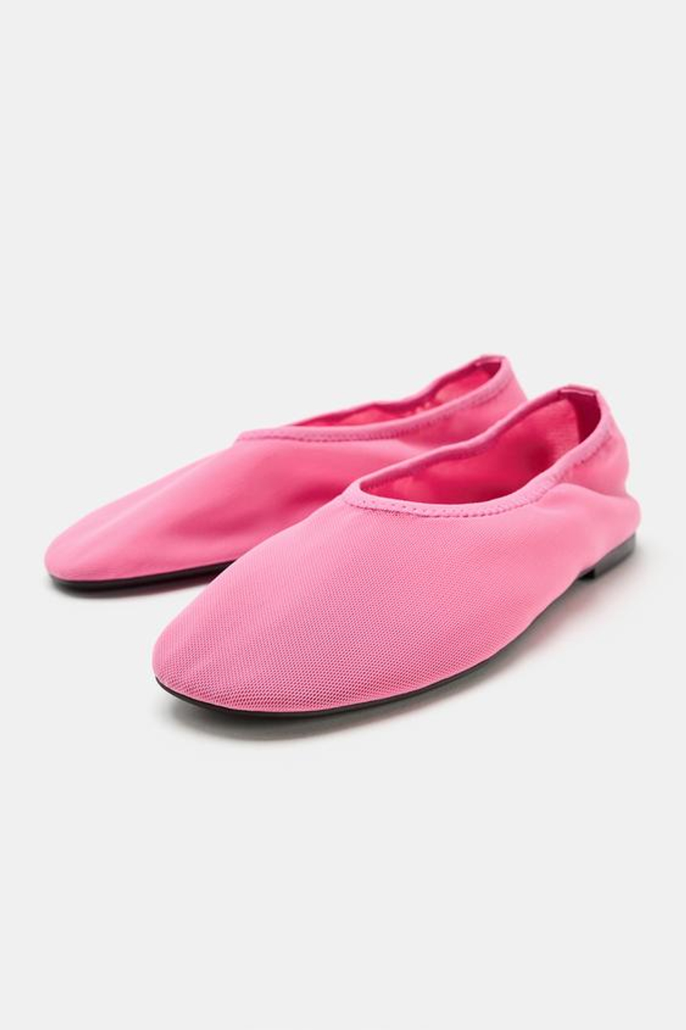 ZARA БАЛЕТКИ ИЗ СЕТЧАТОЙ ТКАНИ, РОЗОВЫЙ