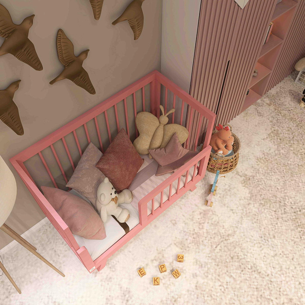 Кроватка детская Lillaland Lilla Aria с маятником Antique Pink