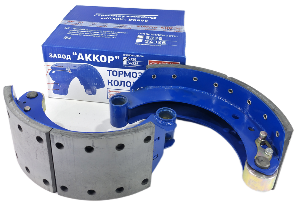 Колодка барабанного тормоза а/м МАЗ-5336 (МАЗ-СУПЕР) (комплект 2 шт.=5336-3501090 + 5336-3501091 в сборе с роликом/ на колесо/ ширина 160мм. / 63171-3501090)