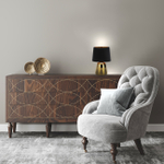 Настольный светильник 1х40Вт Е14, металл/ткань, золото/черный