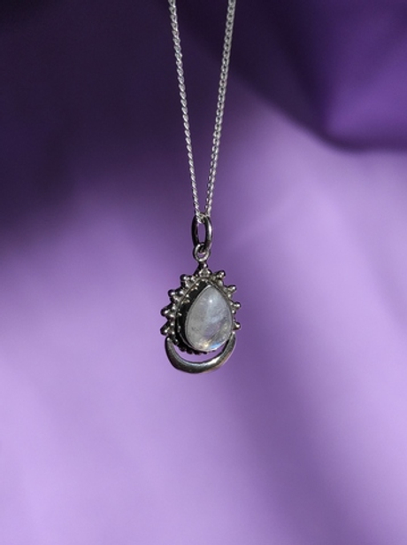 Подвеска КАПЛЯ-ЛУНА с цепочкой, лунный камень