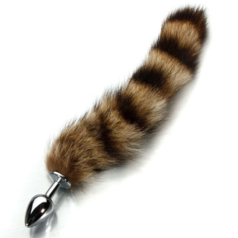 Серебряная пробочка с хвостом (Цвет: серебряный с коричневым и бежевым)