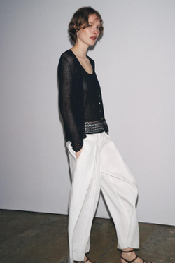 ZARA АЖУРНЫЙ КАРДИГАН, ЧЕРНЫЙ