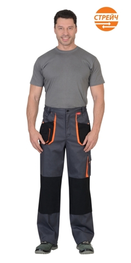 Брюки "МАНХЕТТЕН" т.серый с оранж. и черным тк. мех. стрейч пл. 250 г/кв.м