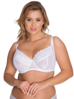 Кружевной бюстгальтер на косточках с боковыми поддержками (Размер: 75E) (Цвет: белый)