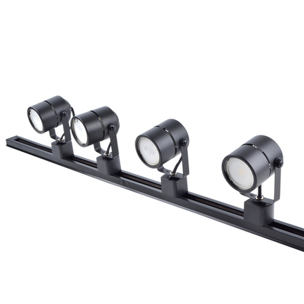 UBL-Q321 GU10-K BLACK SET41 Светильник-прожектор трековый. в составе набора из 4шт. на шинопроводе 1м. с коннектором. Под лампу GU10. Корпус черный. ТМ Volpe