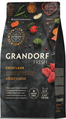 Grandorf Fresh Holistic (беззерновой) для кошек крупных пород, свежее мясо ягненка с бататом 400гр.