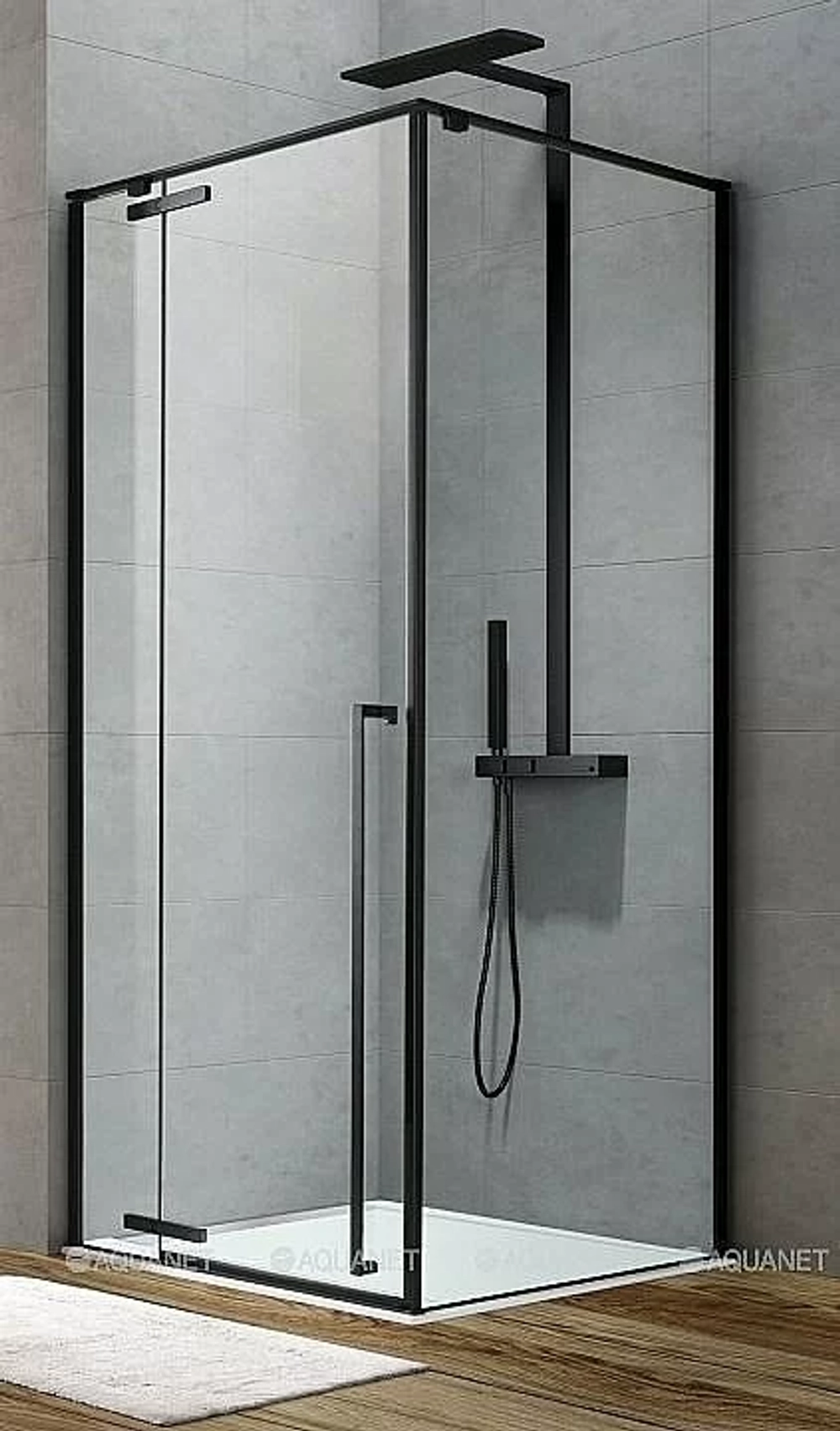 Душевой уголок Aquanet Ideal AE-AXC94MB-S-B 140x90 стекло прозрачное/профиль черный