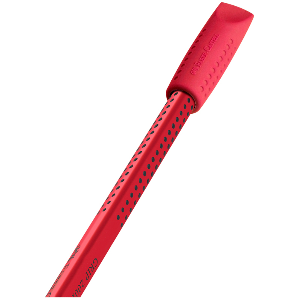 Набор ластиков-колпачков Faber-Castell "Grip 2001" 2шт., трехгранные, ассорти (красный, синий, серый), пакет