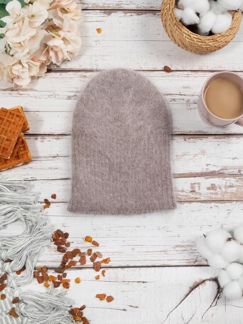 шапка ангора зимняя пушистая вязаная модная