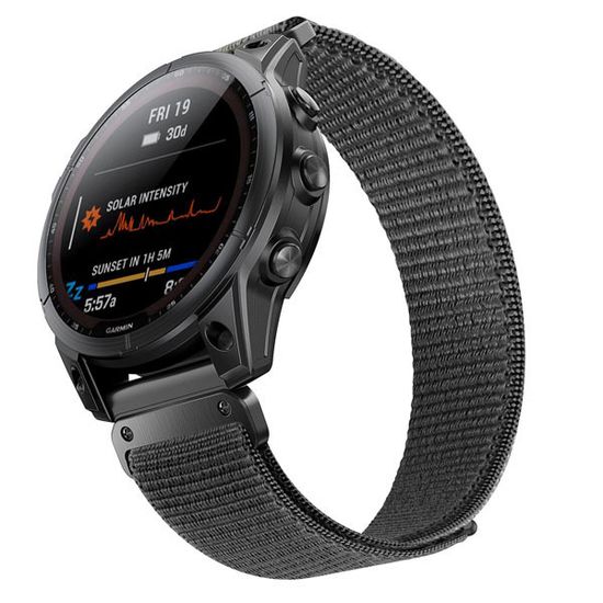 Ремешок TacFit 22 мм. для Garmin Fenix 7 / 6 / 5, Epix 2, Instinct / Instinct 2, Forerunner 9х5, Marq / Marq 2 нейлоновый быстросъемный Велкро (Черный)