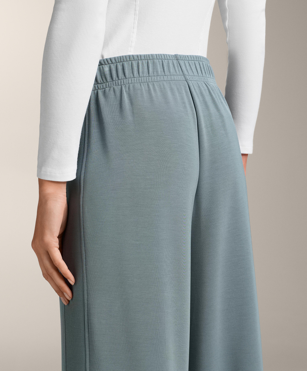 OYSHO Брюки прямого кроя с ребристой отделкой и модала, серо-синий