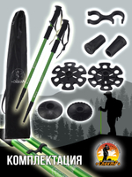 Палки для трекинга, скандинавский ходьбы/ телескопические Carbon pole EVA grip /2 шт, цвет черный