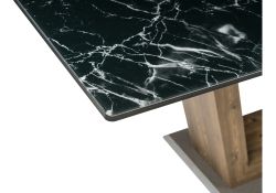 Стол на тумбе Иматра 140(180)х80х76 мрамор черный / черная шагрень