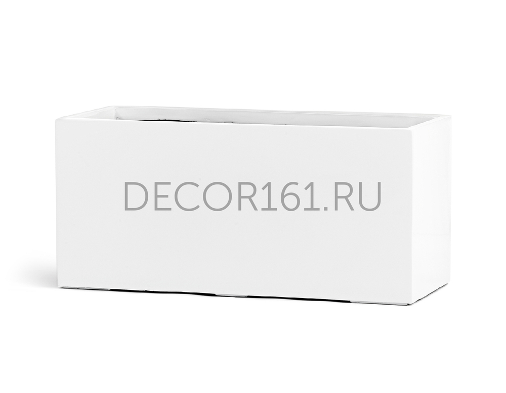 Кашпо TREEZ Effectory Gloss Низкий узкий прямоугольник Белый глянцевый лак д-80, ш-32, в-37 см 41.3320-05-041-WH-80