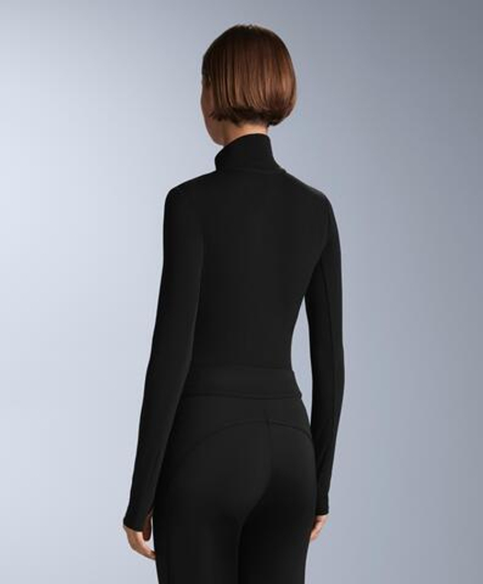 Oysho Термофутболка с застёжкой-молнией на половину длины, черный