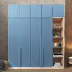 Шкаф Агератум МДФ четырехсекционный с антресолью и стеллажом Сапфир структурный (0,3) G4018-62A матовая - Дуб молочный 8622  240*45*240