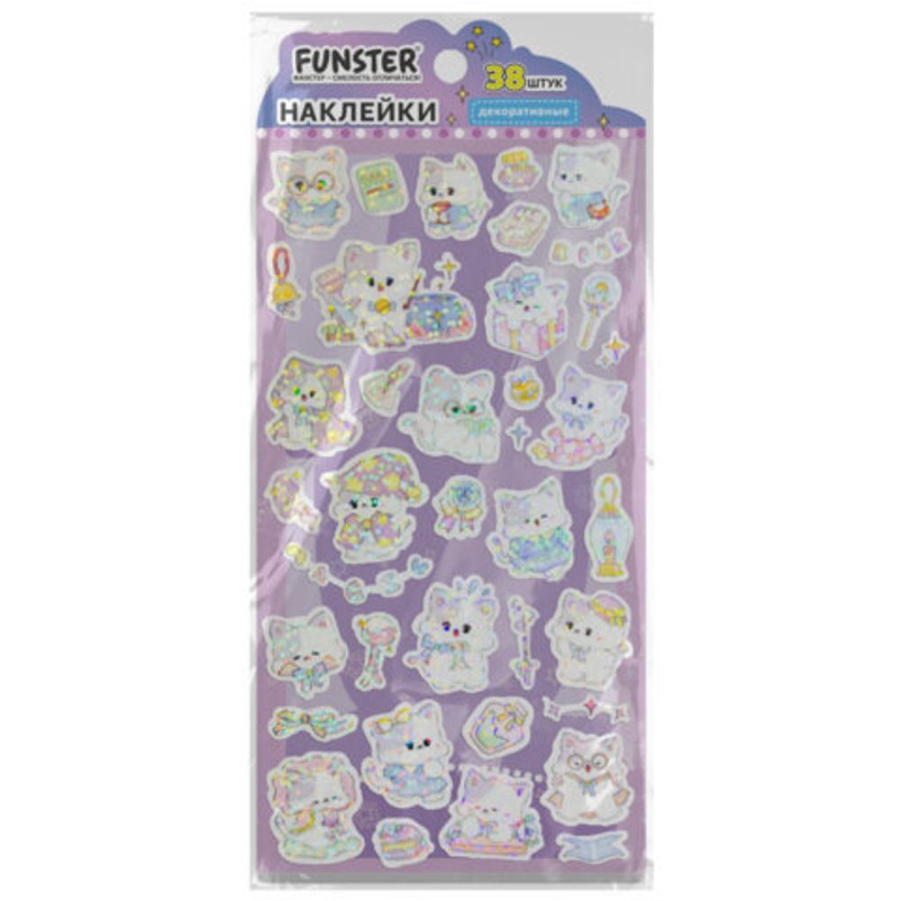 Наклейки декоративные "Веселый микс", 17,5х9 см, ассорти 6 видов, FUNSTER (ФАНСТЕР), 666094