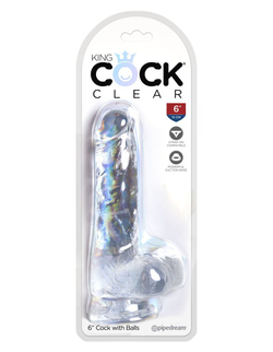 King Cock Clear 6 Cock with Balls Прозрачный фаллоимитатор L 17,8 см, ø 3,8 см