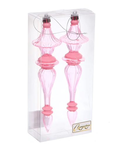 Елочные украшения "Изящные переливы" 4.5*4.5*19 см (набор 2 шт), Розовый (Серпантин)