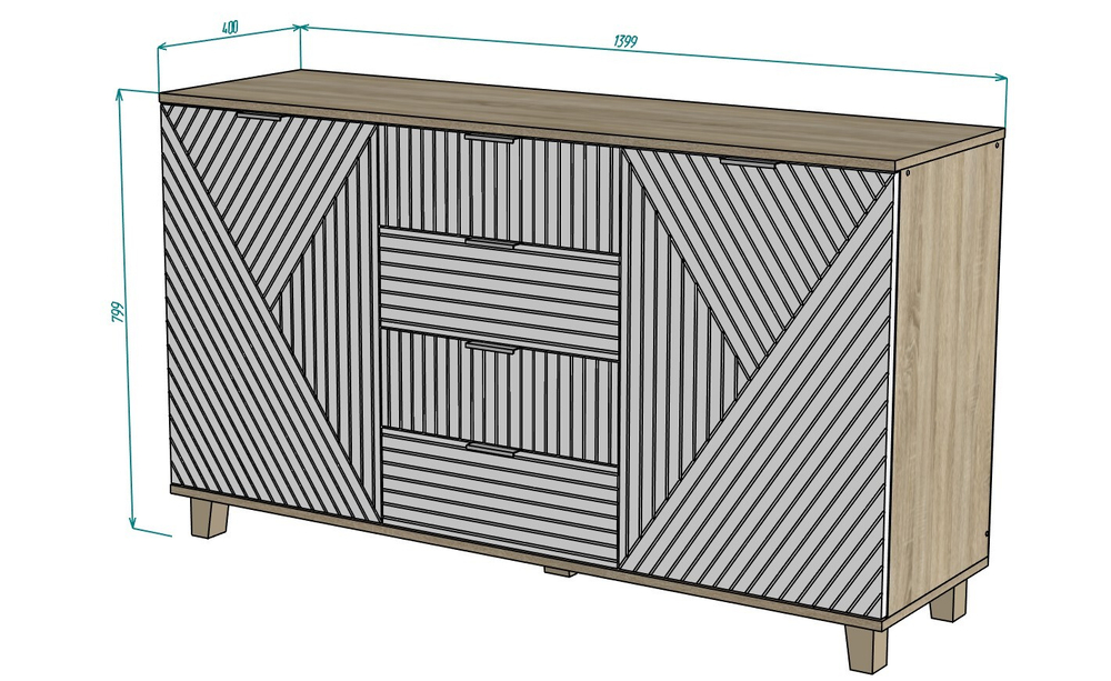 Комод Марвин 25 МДФ 140*40*80 см,    Фиеста