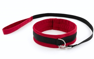 Красно-черный ошейник My rules с поводком (Цвет: красный с черным)