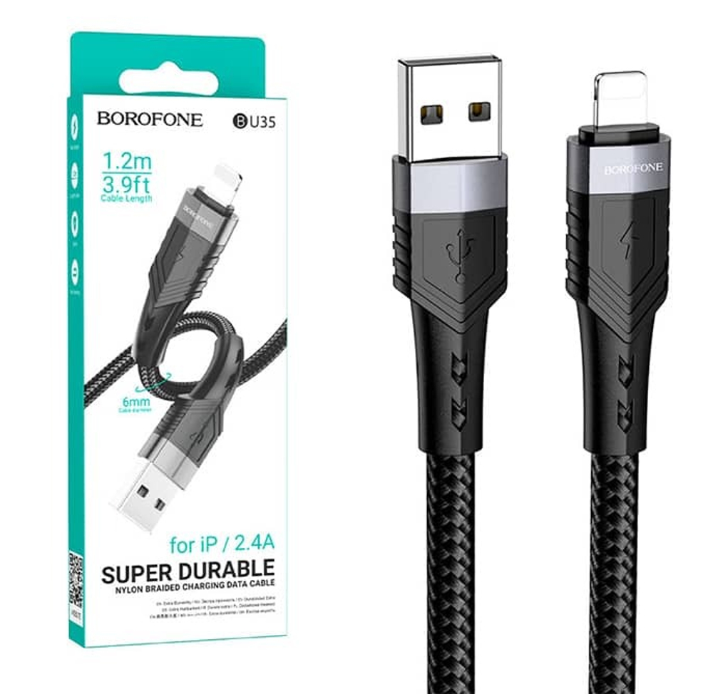 Кабель USB - Lightning BOROFONE BU35 (черный) 1м