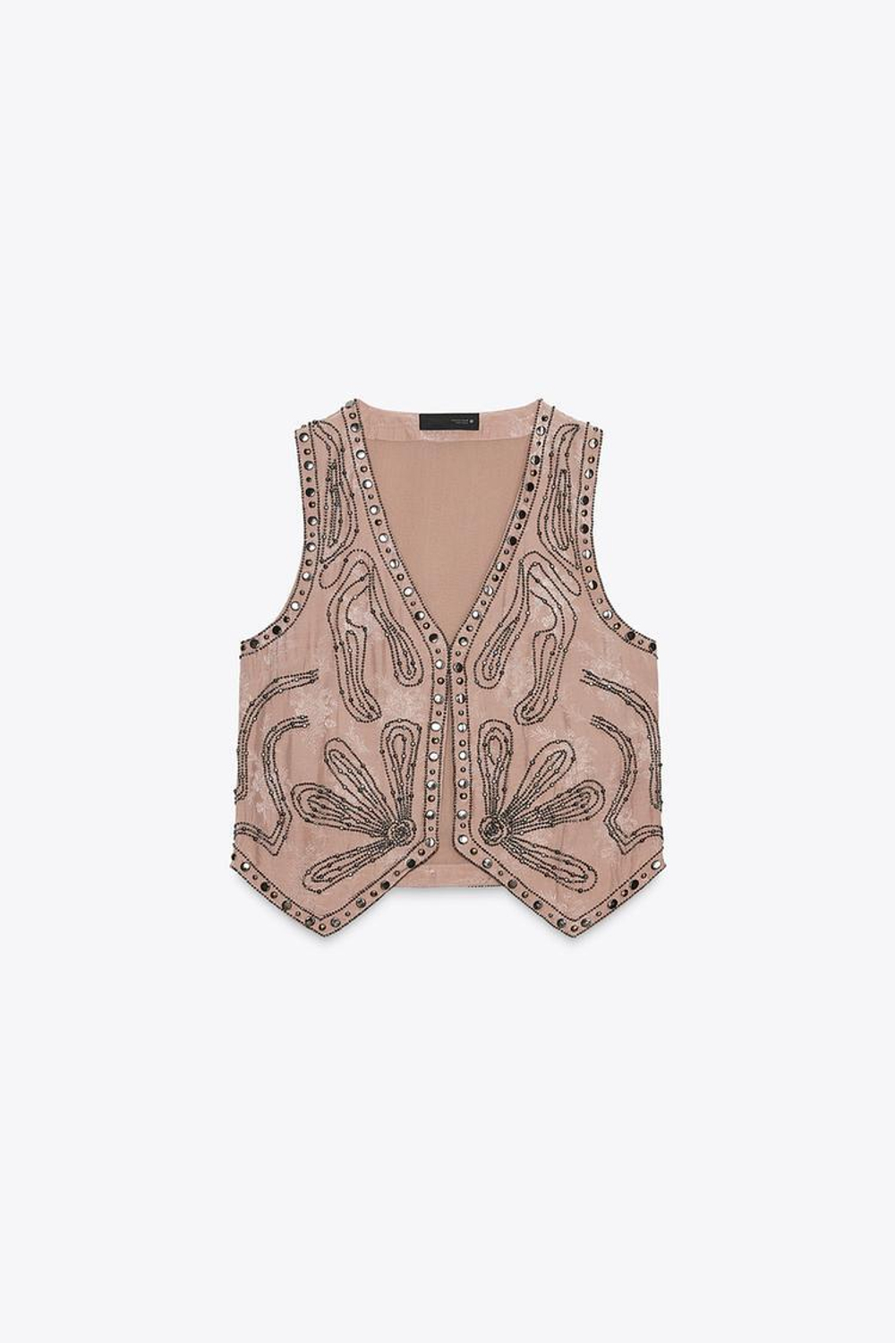 ZARA ЖИЛЕТ С БУСИНАМИ — ZW COLLECTION, ПУДРОВО-РОЗОВЫЙ