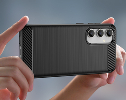 Мягкий чехол черного цвета в стиле карбон для Samsung Galaxy S23 FE, серия Carbon от Caseport