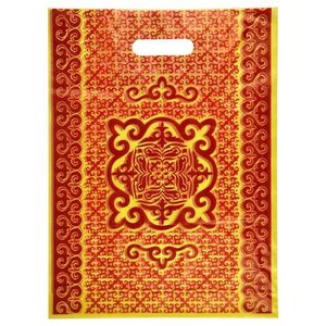 Пакет прорубная ручка Китай 40*30 см Орнамент красный 10 шт/уп 2 000 шт/кор