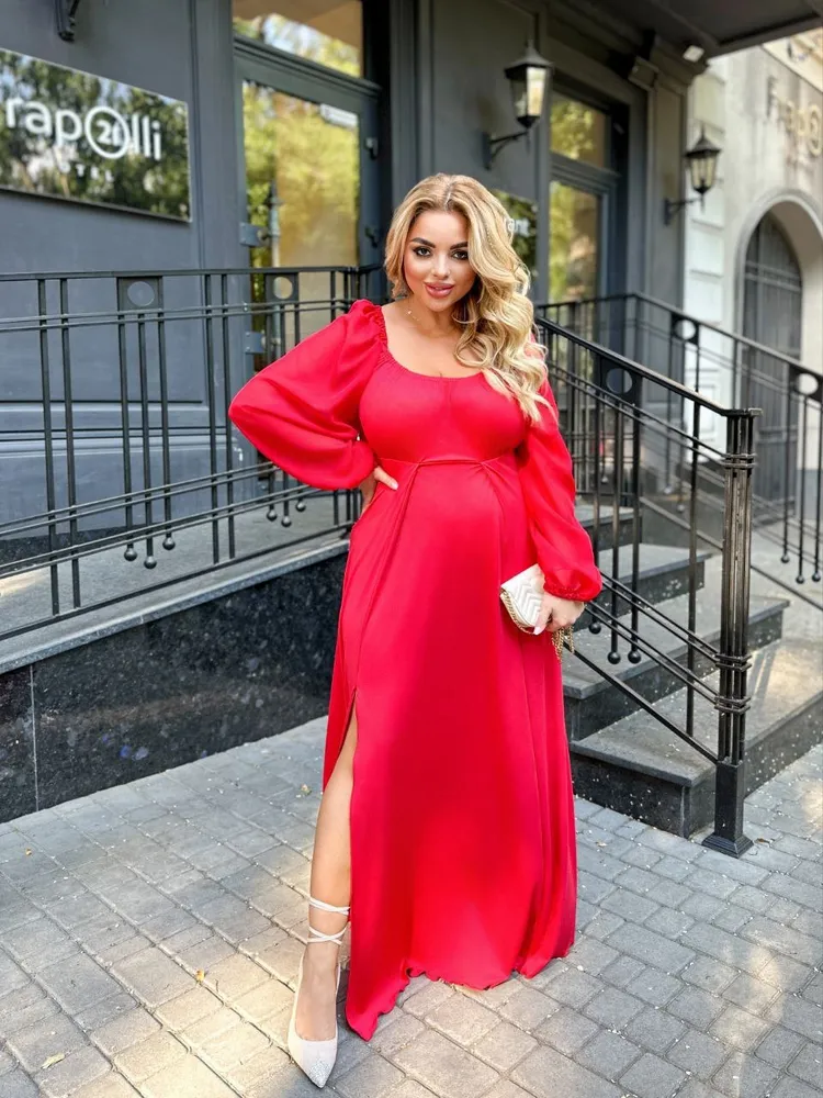 Платье с разрезом УК-1118 Фабрика Моды