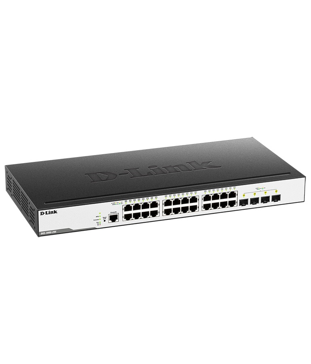 D-Link PROJ Managed L2 Switch 24x1000Base-T, 4x10GBase-X SFP+, Surge 6KV, CLI, RJ45 Console, RPS, Dying Gasp