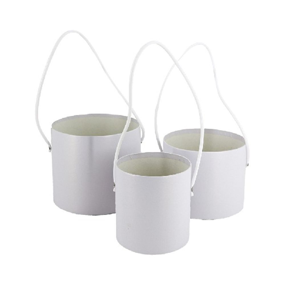 Набор/3шт D16xH14см-D12xH12см без крышки С РУЧКАМИ (Белый)