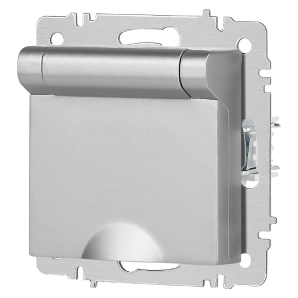 Розетка Intro Accent 6-203-03 2P+E Schuko с крышкой 16А-250В IP20 СУ AL/CU алюминий