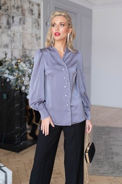 Блуза с рюшами в цвете графит