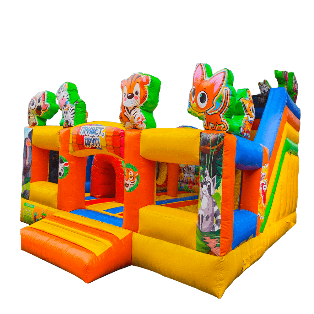 Коммерческий надувной батут «Добрые зверята», 5*5*3.5 м