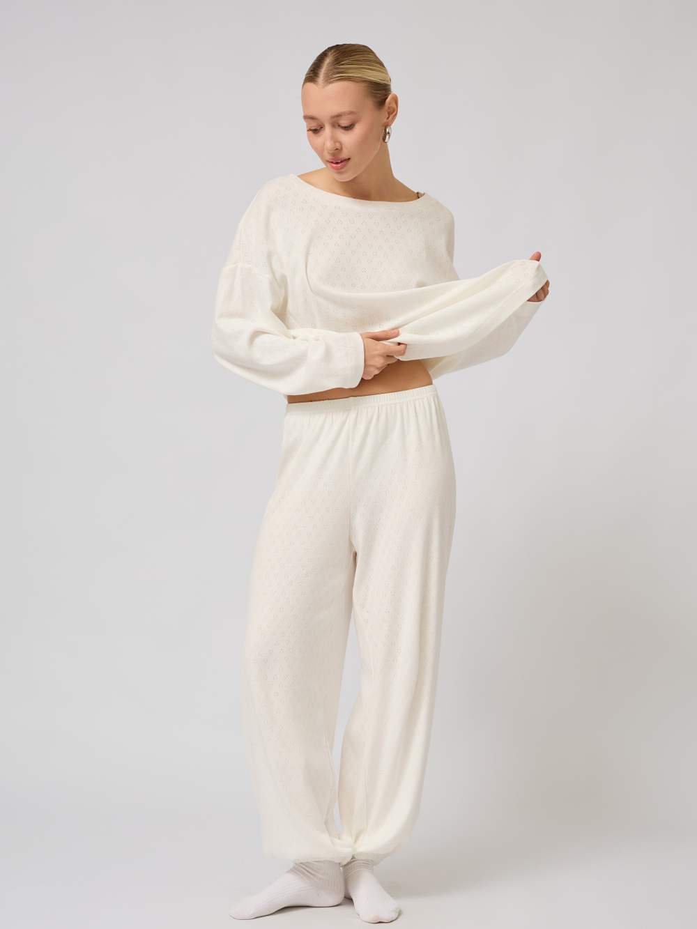 Пижама с брюками и лонгсливом " сердечки"