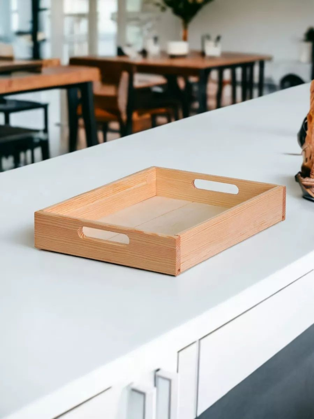 Столик-поднос деревянный 38х28 см Флоутард, декоративный поднос для кухни, столик для завтрака из массива сосны, разборный, в натуральной отделке