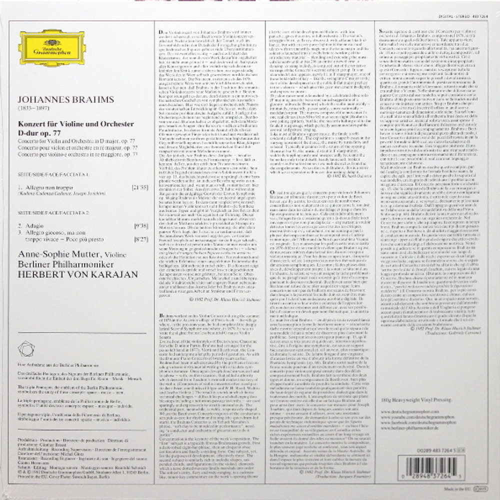 Anne-Sophie Mutter, Berliner Philharmoniker, Herbert von Karajan / Johannes Brahms: Violinkonzert - Violin Concerto (LP)