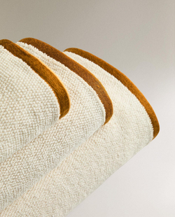 Zara Home - Банное полотенце с рисовым рисунком и красочным бордуром, белый, 50х90 см