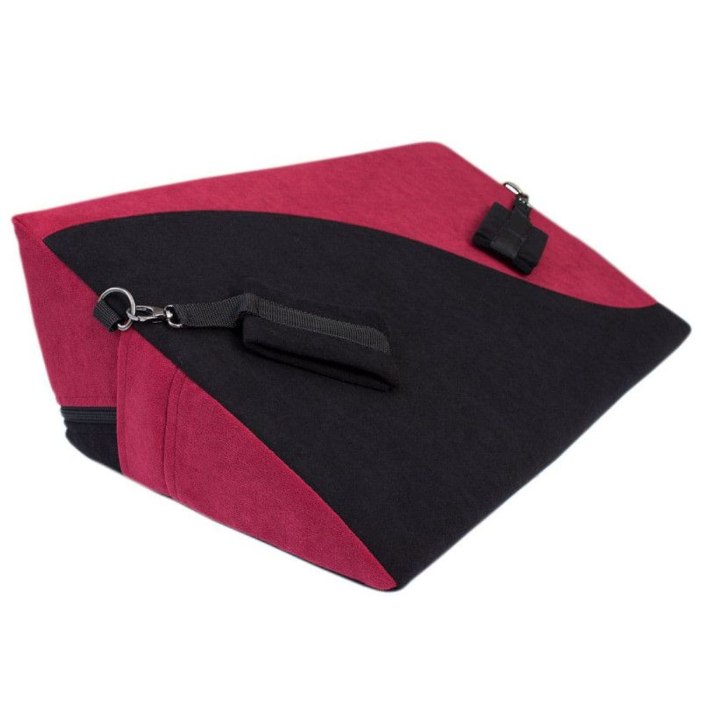 Малиново-черная подушка для любви HANNA с фиксаторами (Цвет: малиновый с чёрным)