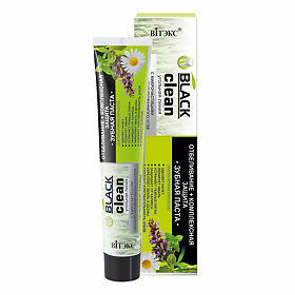 Зубная паста ВИТЕКС Black Clean Отбеливание + комплексная защита Лечебные травы 85г
