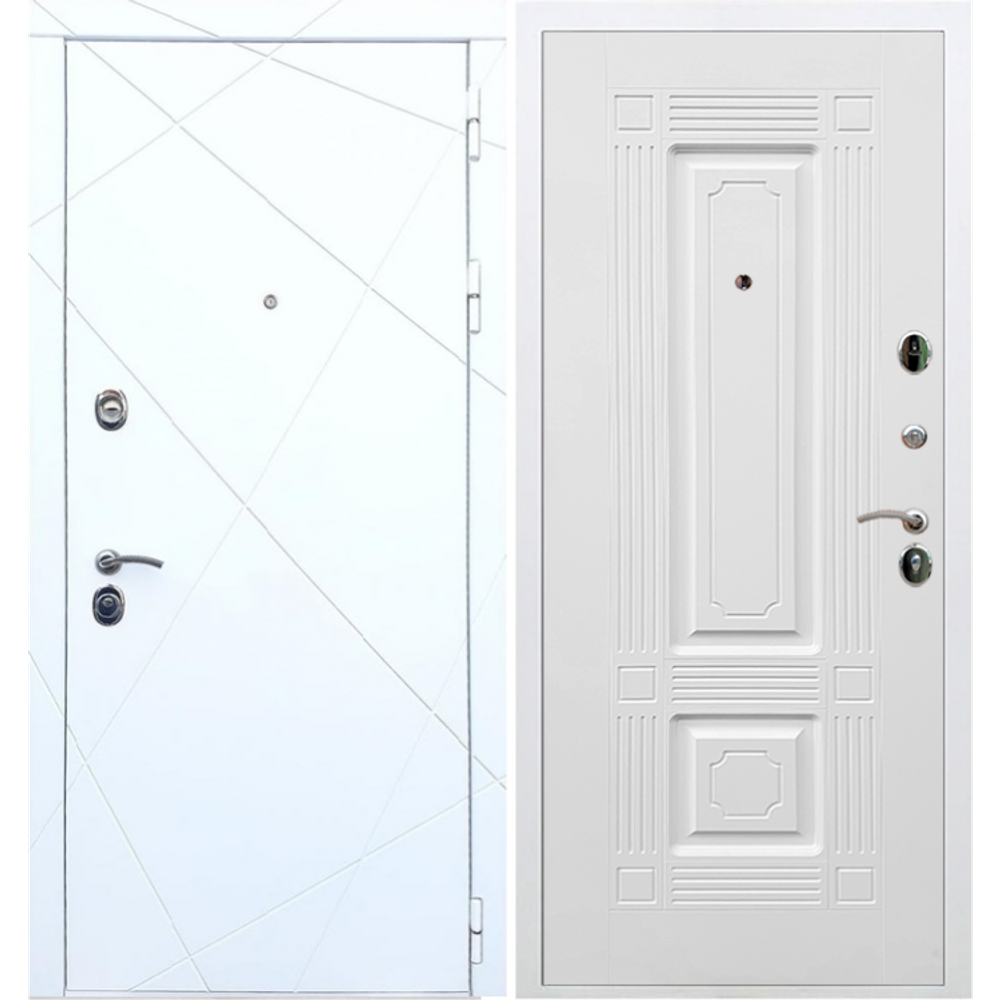 Входная металлическая белая дверь RеX (РЕКС) 13 Силк сноу / ФЛ-2 16мм Силк сноу