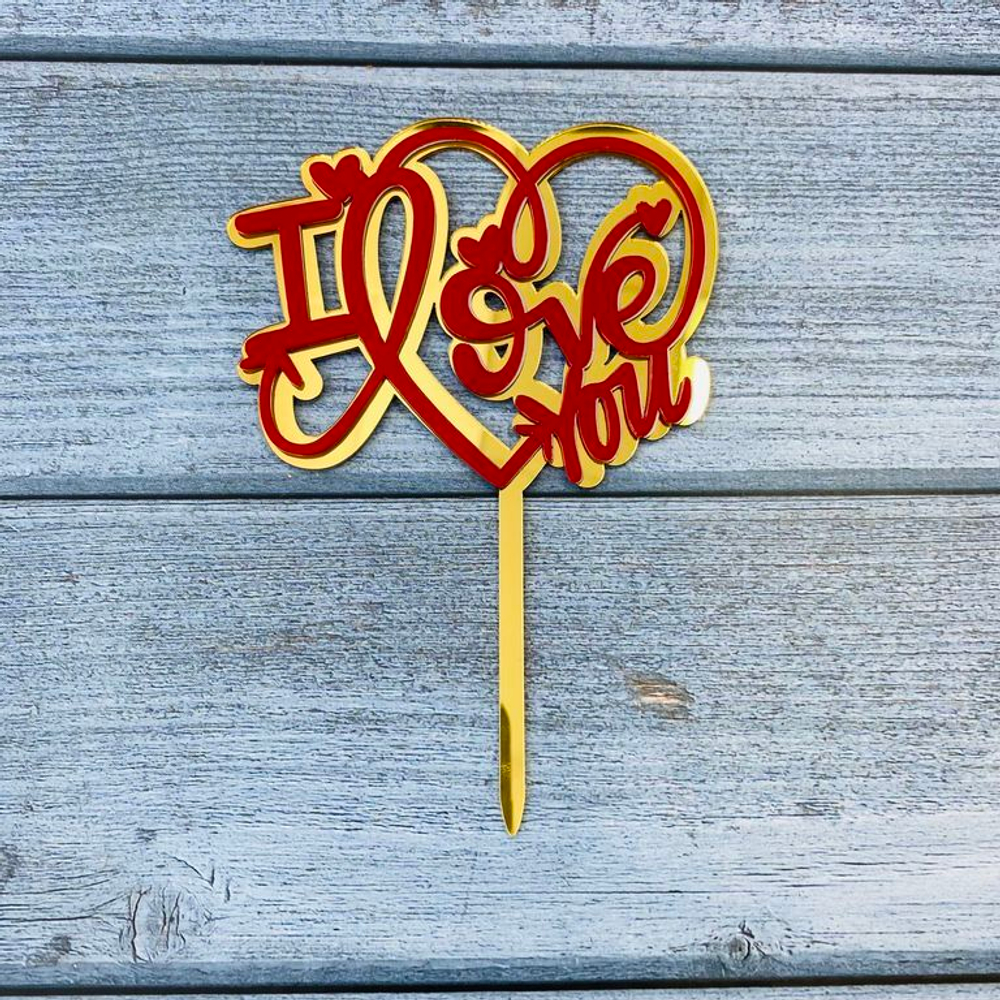Топпер надпись «I Love You», сердце со стрелами