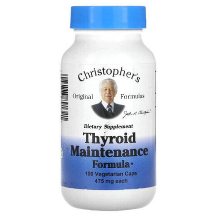 Растительные экстракты и настойки Christopher's Original Formulas, Формула для поддержания щитовидной железы, 475 мг, 100 вегетарианских капсул