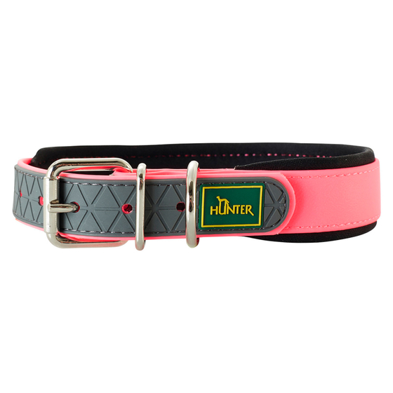 Hunter ошейник для собак Convenience Comfort 55 (42-50 см) / 2,5 см биотановый с мягкой горловиной розовый неон
