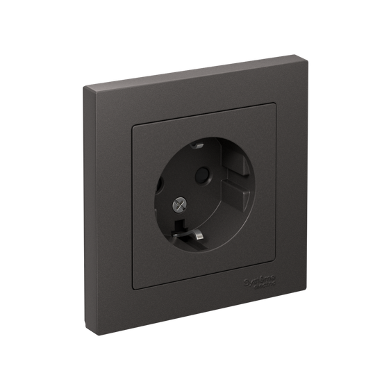 Розетка AtlasDesign с заземл. со шторками 16А в сборе базальт SE ATN001444
